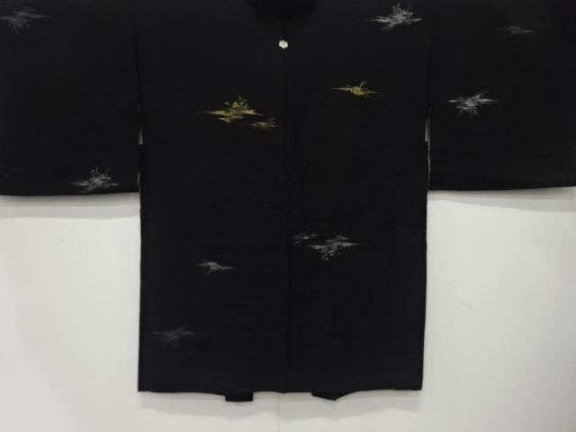 JAPANESE ANTIQUE HAORI / TAISHO ROMAN STYLE / SILK / URUSHI / WOVEN MIST & TREES